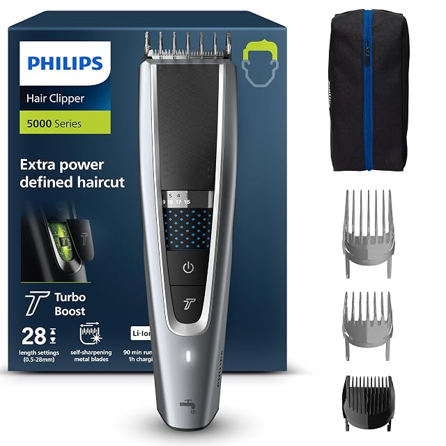 Philips HC5630 Series 5000 hair clipper with zoom length wheel and comb attachments